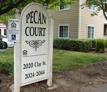 pecan court exterior sign